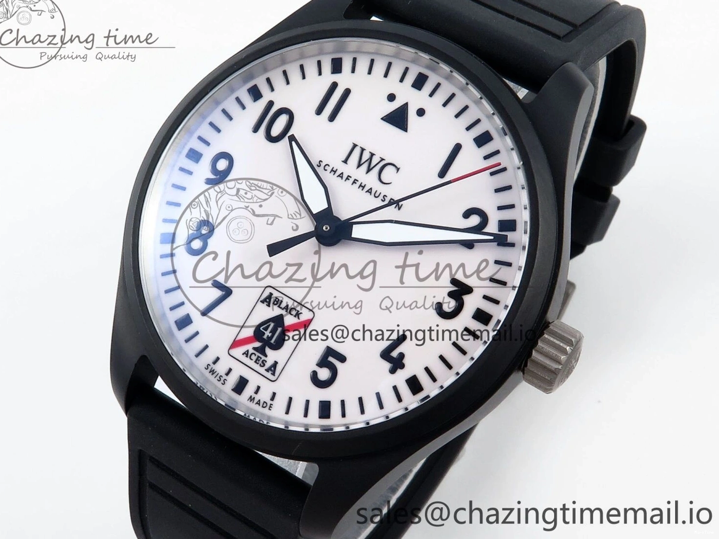 MIROTIME 0117 TravelReady Pilot IW326905 Black Aces M+F 1:1 Best Edition White Dial on Black Rubber Strap MY 7000